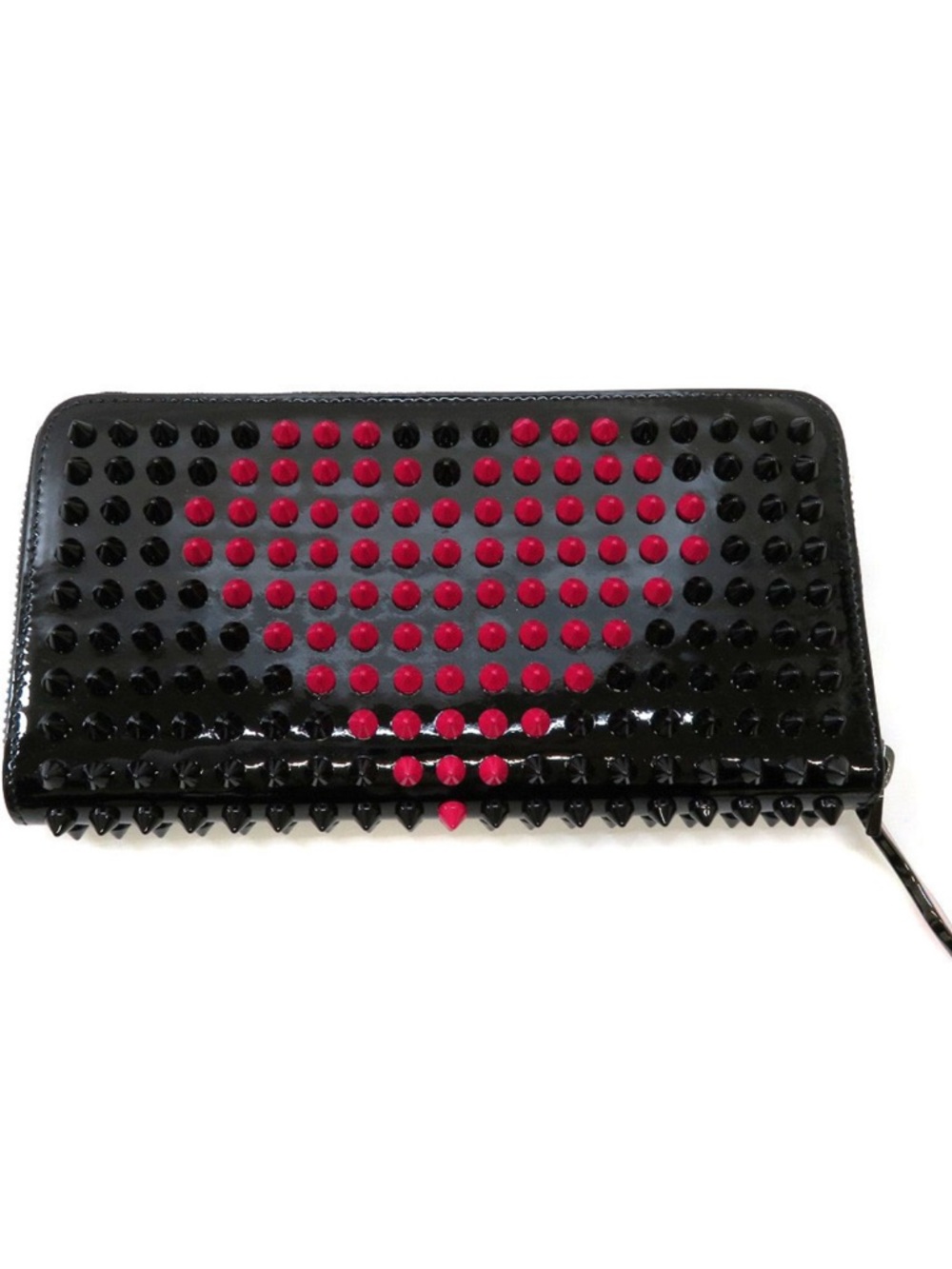 Christian Louboutin Black Patent Leather Wallet with Heart Studs